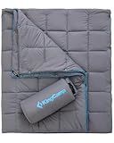 KingCamp Ultralight Camping Blanket, Packable Down Alternative Puffy Wearable Blankets Weatherproof Warm Package Quilt with Snap Buttons for Outdoor Hiking Travel Picnic Stadium (69" x 53", Charcoal)