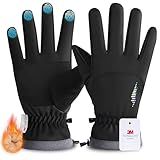 rivmount Kids 3M Ski Gloves Touchscreen Waterproof Warm for Boy Girl Youth Skiing Cycling Snow Winter (Black L)