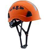 Hard Hats Construction Safety Helmet ANSI Z89.1 Approved OSHA Hardhat, LOHASPRO Vented Men Worker Orange Hard Hat with Chin Strap Tree Climbing Rescue Arborist Helmet (P4 Orange)