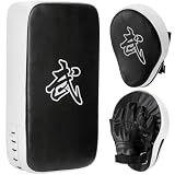 WUWEOT 2-in-1 Punching Mitts Kick Pack Set, Boxing Mitts Focus Pads and Taewondo Kick Pad, Adjustable Soft Shield Durable Training Pads Set for Boxing, Kickboxing, Karate, Muay Thai, MMA Training