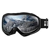 OutdoorMaster OTG Ski Goggles - Over Glasses Ski/Snowboard Goggles for Men, Women & Youth - 100% UV Protection (Black Frame + VLT 10% Grey Lens)