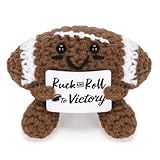 FunisFun Positive Crochet Doll Football Gifts for Rugby Coach, Fathers, Coworkers - Funny Emotional Support Presents for Men, Women, Football Enthusiasts and Birthdays (Rugby, Darkbrown)