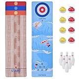 Colatop 3-in-1 Tabletop Game Curling, Shuffleboard and Bowling Game, Portable Family Game for Friends Adults, Easy to Set Up Desktop Indoor Outdoor Fun 35 inch