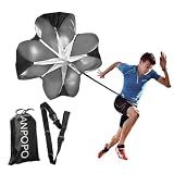 ANPOPO Running Speed Training 56" Parachute with Adjustable Strap, Free Carry Bag. Speed Chute Resistance Running Parachute for Kids Youth and Adults (Black)
