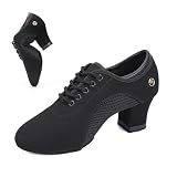 Topratting Women's Ballroom Dance Shoes 1.5 in/2 in Lace-Up Women's Latin Dance Shoes Suitable for Salsa Ballroom Modern Rhythm Jazz Banquets Teaching Practice Professional Performance