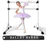 New & Improved 4 Ft Steel Double Ballet Barre with Carry Bag and Beginner Guide,Adjustable&Portable Ballet Barre for Home and Gym,Quality Ballet bar Anti-Wobble,Stretching Dance bar (Steel, White)