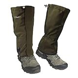 Frelaxy Leg Gaiters 100% Waterproof Hiking Gaiters, Hunting Gaiters with Upgraded Rubber Foot Strap, Adjustable Snow Boot Gaiters for Skiing Motorcycle Snowshoeing (Olive Green, L)