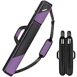 PEKREWS Pool Cue Case, Pool Stick Case 2x2 Holds 2 Sticks with 2 Accessory Zipper Pockets, Sturdy Polyester Pool Cue Carry Bag with Shoulder Strap Handle, Soft Billiard Cue Sling Bag for Men and Women