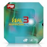 DHS Hurricane 3-NEO Table Tennis Rubber Sheet, Professional Ping Pong Rubber, Plastic Material, 7.2 x 6.93 Inches (Black, 39°)