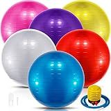 Jexine 6 Pcs Yoga Ball Exercise Ball PVC Stability Balance Yoga Ball Chair Quick Pump for Physical Workout Pregnancy Home Office Gym Equipment (Colorful,25.59 Inch)