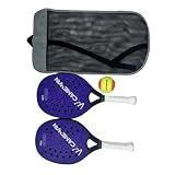 kowaku 2Pcs Beach Tennis Rackets, Beach Tennis Racquet, Portable Lightweight Beach Tennis Paddles with Bag for Playground Courtyard, Blue