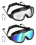 PADONISE Anti Fog Swimming Goggles 2 Pack for Men Women – Polarized & Clear Adult Swim Goggles with UV Protection, 180° Wide View Leak Proof, Includes Ear Plugs and Nose Clip (Pool Beach Essentials)