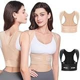Fit Geno Posture Corrector for Women Invisilite: Invisible Lightweight Back Brace for Neck Shoulder & Upper Back Pain Relief - Improve Posture Correct Hunchback Slouching Under Clothes Large