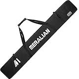 MERALIAN Padded Ski Bag,Waterproof Full Padded Single Ski Travel Bag with Adjustable Shoulder Strap. (BLACK, 185CM)