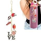 Z-synka Rugby Charm Compatible with Owala Water Bottle 24 oz,32 oz,40 oz,Coffee Tumbler,FreeSip,Rugby Accessories & Stanley Cup Accessories,American Football Gifts for Women Men,Bag Keychain Charm