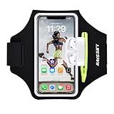Cell Phone Running Armband with Zipper Pocket Armband Case Running Holder for iPhone 16 Pro Max/15/14 Pro Max/13/12 /11 Pro Max/XS/XR,Galaxy S20 S10,Sweatproof Arm Band with Card/Key Bag