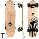 Magneto Cruiser Skateboard - Carving & Cruising Children's Skateboard - Double Kicktail & Concave Cruiser Board Deck - Kids Long Board for Beginners - 27.5" x 7.5", Light Bulb, Maple Wood