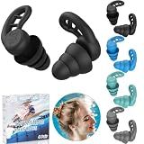 Swimming Ear Plugs for Adults, 4 Pairs Reusable Silicone Waterproof Colorful Swim Earplugs for Swimming Showering Snorkeling Surfing and Water Sports, Water Ear Plugs for Men and Women
