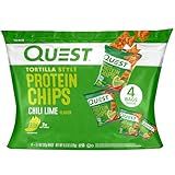 Quest Nutrition Chili Lime Tortilla Style Protein Chips, 20g Protein, 3g Net Carbs, Low Carb, Gluten Free, 1.1 oz (Pack of 4)