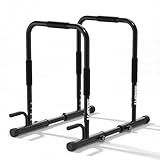 SolidFit 2-in-1 Dip Bar Station - Dip Bars & Push Up Bars Calisthenics Equipment with 420LB Bolt Washer Stable Design Dual Inner Connectors Portable Adjustable for Home Gym Strength Training Black