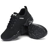 SECHRITE Jazz Sneakers for Women Men Split Sole Dance Sneakers Black Hip Hop Dance Shoes Lace Up Dancing Sneakers Air Cushion Platform Breathable Trainers Athletic Walking Shoes Black 43