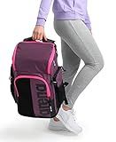 ARENA Spiky III Backpack 45 Swimming Athlete Sports Gym Rucksack Large Training Gear Equipment Swim Bag for Men and Women, 45 Liters, Plum/Neon Pink