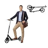 Non-Electric Scooters for Kids 8-12, Teens & Adults - Foldable Commuter Scooter with 8" Wheels, Bell, Hand Brake & Adjustable Height 30"-40.5", 220LB Capacity, Manual Push Scooter for Campus & Park