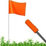 100Pack Orange Marking Flags, JIZHGRAD 16x4x5 Inch Marker Flags Use for Yard & Lawn, Boundary & Dog Training, Survey & Landscape, Sprinkler & Surveyor, Garden & Construction, High Visibility, Sturdy, Versatile, UV & Weather Resistant