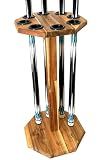 GACCO BILLIARDS Freestanding Billiard Cue Rack, Pool Table Accessories Hold 8 Cues, Pool Cue Stick Holder, Wooden Floor Stand Pool Cue Holder for Billiard Game Room (Brown)