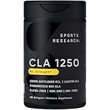 Sports Research CLA - 1250mg with Active Conjugated Linoleic Acid for Men and Women | Non-GMO, Soy & Gluten Free - 95% (180 Softgels)…