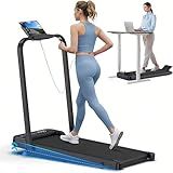 Cardirun Walking Pad with Incline and Handle Bar, Foldable Treadmills for Home Small Spaces, 3.0HP Quiet Compact Treadmill, Portable Under Desk Treadmill with LED Display, App & Remote Control