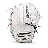 NOKONA A-V1200C-WH Handcrafted AmericanKip Baseball Fastpitch Glove - Right Hand Throw, Closed Web for Infield and Outfield Positions, Adult 12 Inch Mitt, Made in The USA