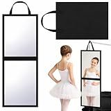GlikCeil Foldable Portable Full Length Mirror for Dancer, Camping, Travel Black 33.5" x 13.4" Portable Hanging Folding Mirror with Handle for Dance Competition Travel Full Body Backstage Mirrors