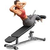 BODYWAKER Semi-Commercial Sit-Up Bench with Reverse Crunch Handle for Ab & Core Workout and Decline Bench Press, Adjustable Weight Bench Press Set with 4 Adjustable Heights for Home Gym Strength Training