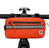 ROYALFAIR Waterproof Bike Handlebar Bag with Reflective Strips & Shoulder Strap, Bicycle Front Frame Storage Pouch for Mountain Road Cycling Commuting (Orange)