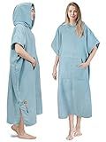 SUN CUBE Light Blue Microfiber Polyester Surf Poncho Changing Robe with Hood, Quick Dry, Absorbent, Unisex, One Size Fits Most, 44 Inches