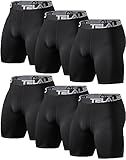 TELALEO 6 Pack Compression Shorts for Men Spandex Sport Shorts Athletic Workout Running Performance Baselayer Underwear Black L