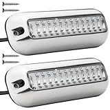 Five Oceans 2-Pack Underwater Boat Lights - Boat Cockpit Light, Blue LED High Power 1700LM, Marine-Grade 316 Stainless Steel Bezel, 12V DC, Waterproof IP68 - FO4136-M2