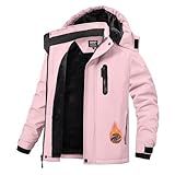QMP Boys Winter Coat Jackets Snow Suit for Kids Rain Fleece Warm Waterproof Insulated Softshell Ski Snowboard Jackets for Girls Windproof with Zip Pockets Hoode Pink 6-7