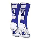ChalkTalkSPORTS Custom Team Number Socks | Youth & Adult Athletic Performance Socks | Blue | Choose Your Number