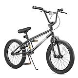 67i Boys BMX Bike 18/20 Inch Ages 8-12 Kids Bicycle with Front Rear U Brake Adjustable Seat Iron Fork 2.09" Wide Tire (18'' (Without Pegs), Black)