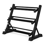 Amazon Basics 3-Tier Adjustable Dumbbell Weight Rack, Sturdy Steel Stand Only, Black