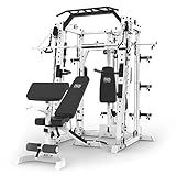 Marcy Multi-Functional Power Cage Smith Machine for Home Gym Training with Workout Bench