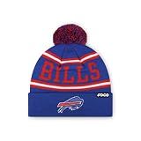 FOCO Buffalo Bills NFL Primary Logo Stripe Pom Beanie - Royal