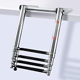 Boat Ladder,Stainless Steel Telescoping Folding Heavy Duty Pontoon Swim Boarding Ladder for Outboards,Yacht,Marine Fishing Boat