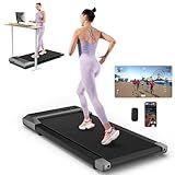DeerRun 2025 Upgrade Walking Pad, Smart Under Desk Treadmill for Home Office, No-Assembly Treadmills with APP and Remote Control, LED Display, 2.5 HP Quiet Walking Jogging Machine, 300 lbs Capacity