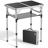 Anbte Folding Camping Table, 24"X 16" Adjustable Height Small Folding Table