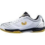 Butterfly Lezoline Gigu Shoes – Professional Competition Table Tennis Shoe for Men or Women – Excellent Shock Absorption Sneakers – Colors: Black/Red, White/Silver, 11.5
