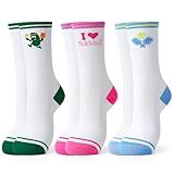 Jeasona Pickleball Socks for Women Pickleball Gifts for Women Pickle Ball Lovers- 3 Pairs Funny Sports Cotton Crew Socks with Arch Support, Athletic Socks US Size 6-9