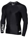 LAFROI Men's Long Sleeve UPF 50+ Baselayer Skins Performance Fit Compression Rash Guard-CLYYB Asym Black Size LG
